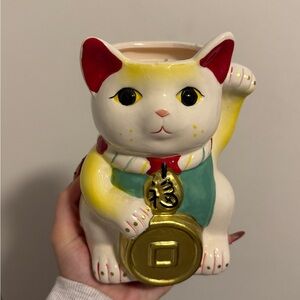 Lucky Cat Ceramic Candle